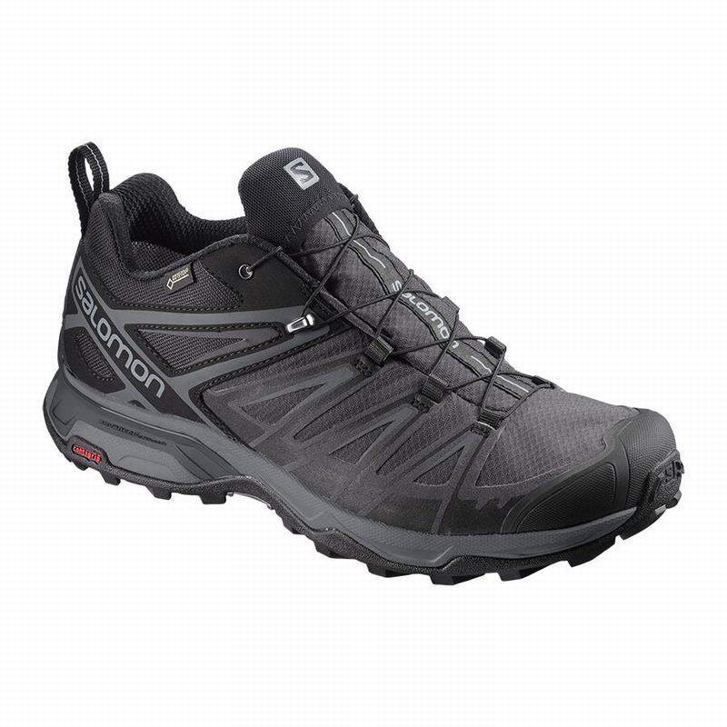 Salomon Singapore Mens Hiking Shoes - X ULTRA 3 WIDE GORE-TEX Black | 14730-DGRU